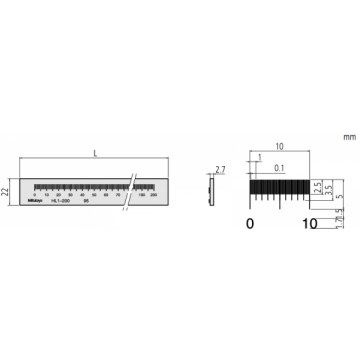 Mitutoyo munkaszemüveg skála + GB vizsgálati tanúsítvány, 0,1 mm+